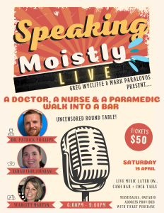 Speaking Moistly Live - An uncensored Round Table about the state of Canadian Health Care from 3 perspectives: A Doctor, a Nurse, and a Paramedic.